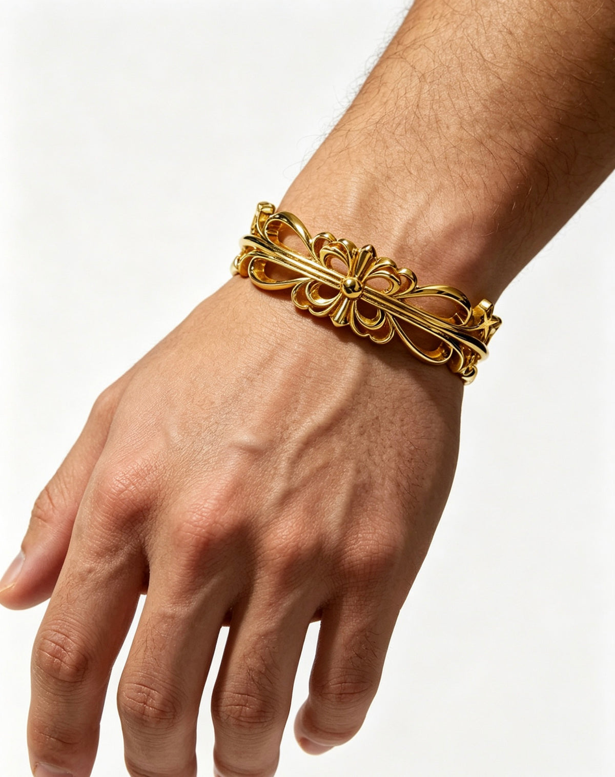 Signature Emblem Bangle in Polished Metal-Tone – Design 010 front product view