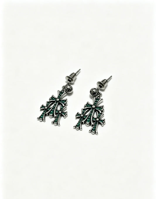 Cross Statement Earrings in Metal-Tone – Design 09 main product view