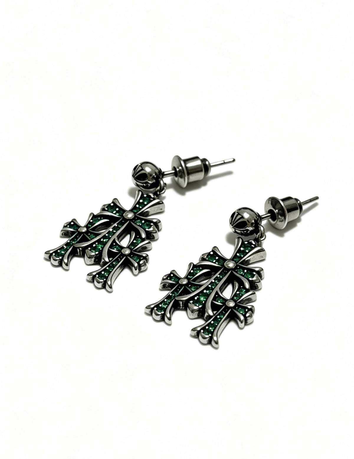 Cross Statement Earrings in Metal-Tone – Design 09 close-up detail