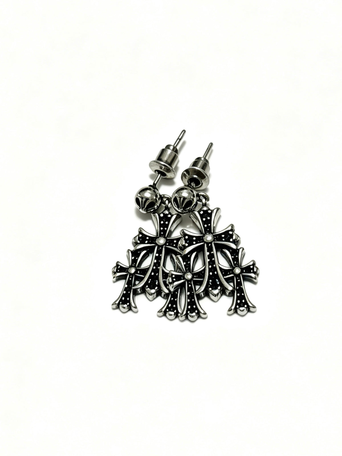 Cross Statement Earrings in Metal-Tone – Design 08 side detail
