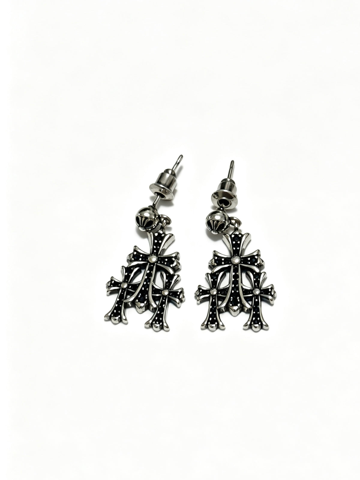 Signature Emblem Statement Earrings in Polished Metal-Tone – Design 017 front product view