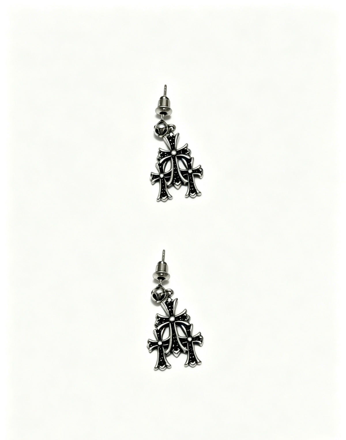 Cross Statement Earrings in Metal-Tone – Design 08 close-up detail