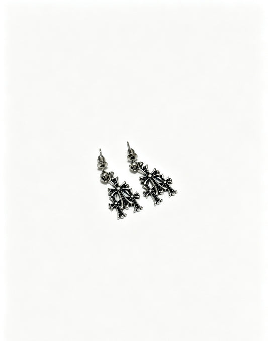 Cross Statement Earrings in Metal-Tone – Design 08 main product view