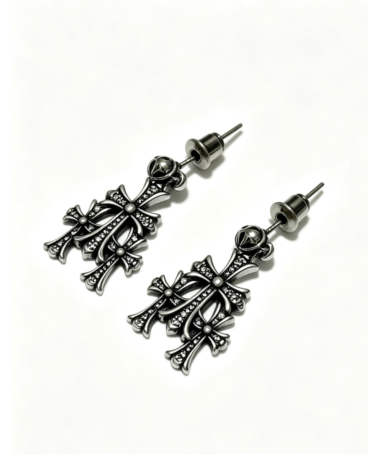 Cross Statement Earrings in Metal-Tone – Design 07 detail view