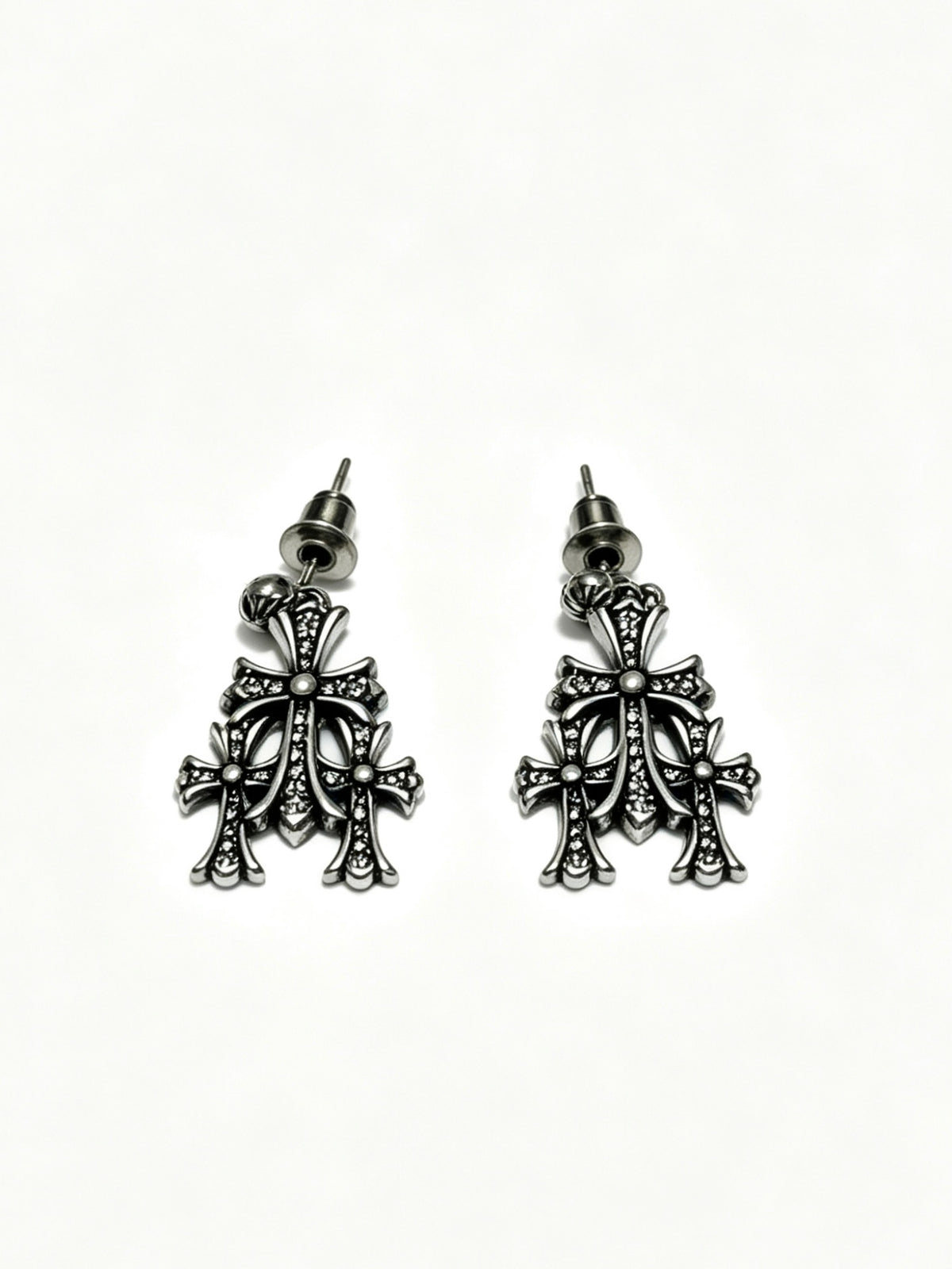 Cross Statement Earrings in Metal-Tone – Design 07 side detail