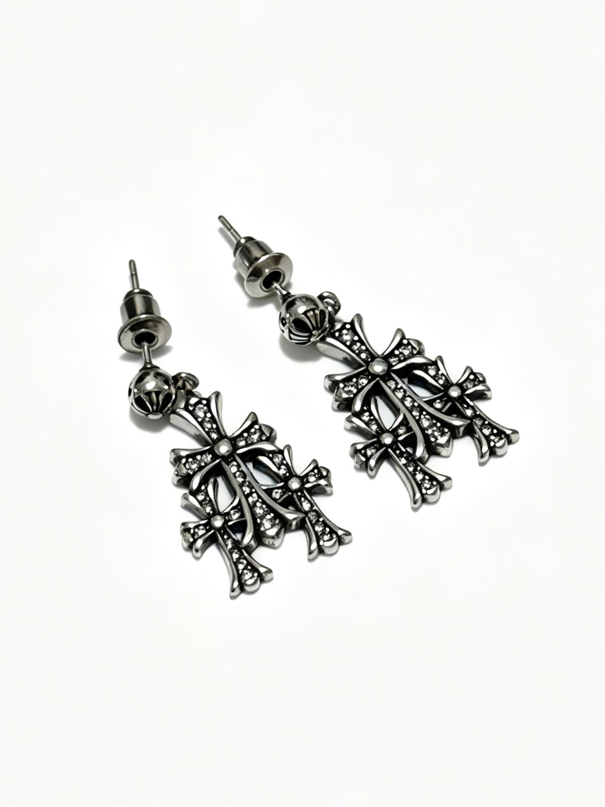 Signature Emblem Statement Earrings in Polished Metal-Tone – Design 016 close-up detail