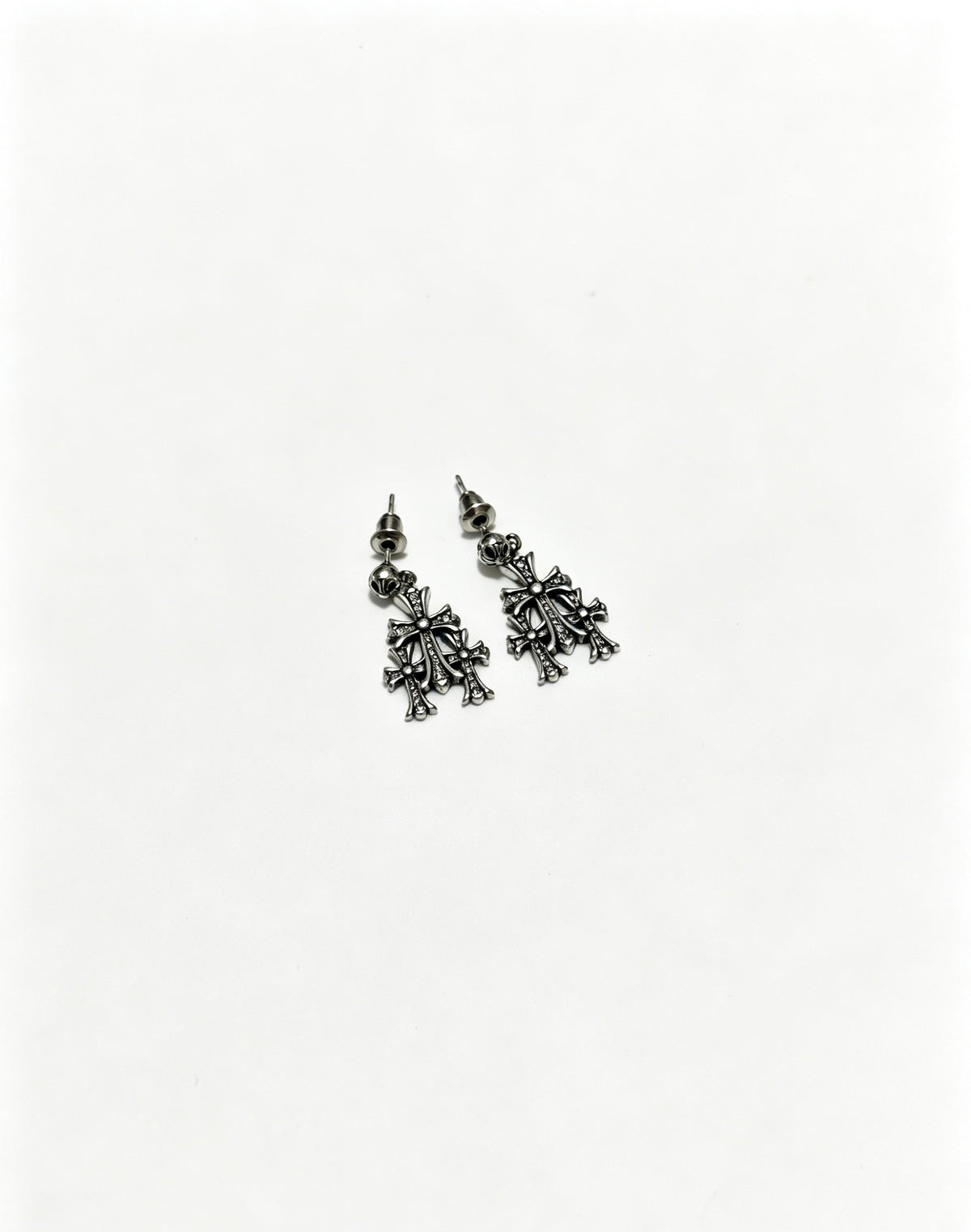 Cross Statement Earrings in Metal-Tone – Design 07 front product view