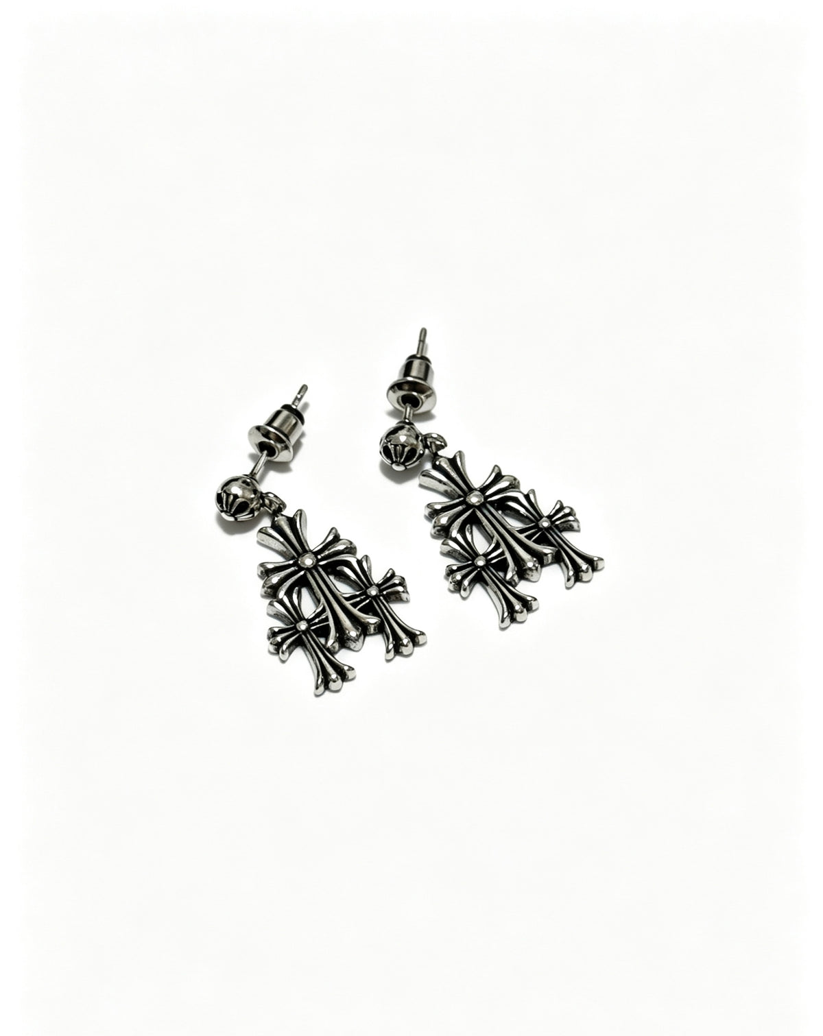 Cross Statement Earrings in Metal-Tone – Design 06 close-up detail