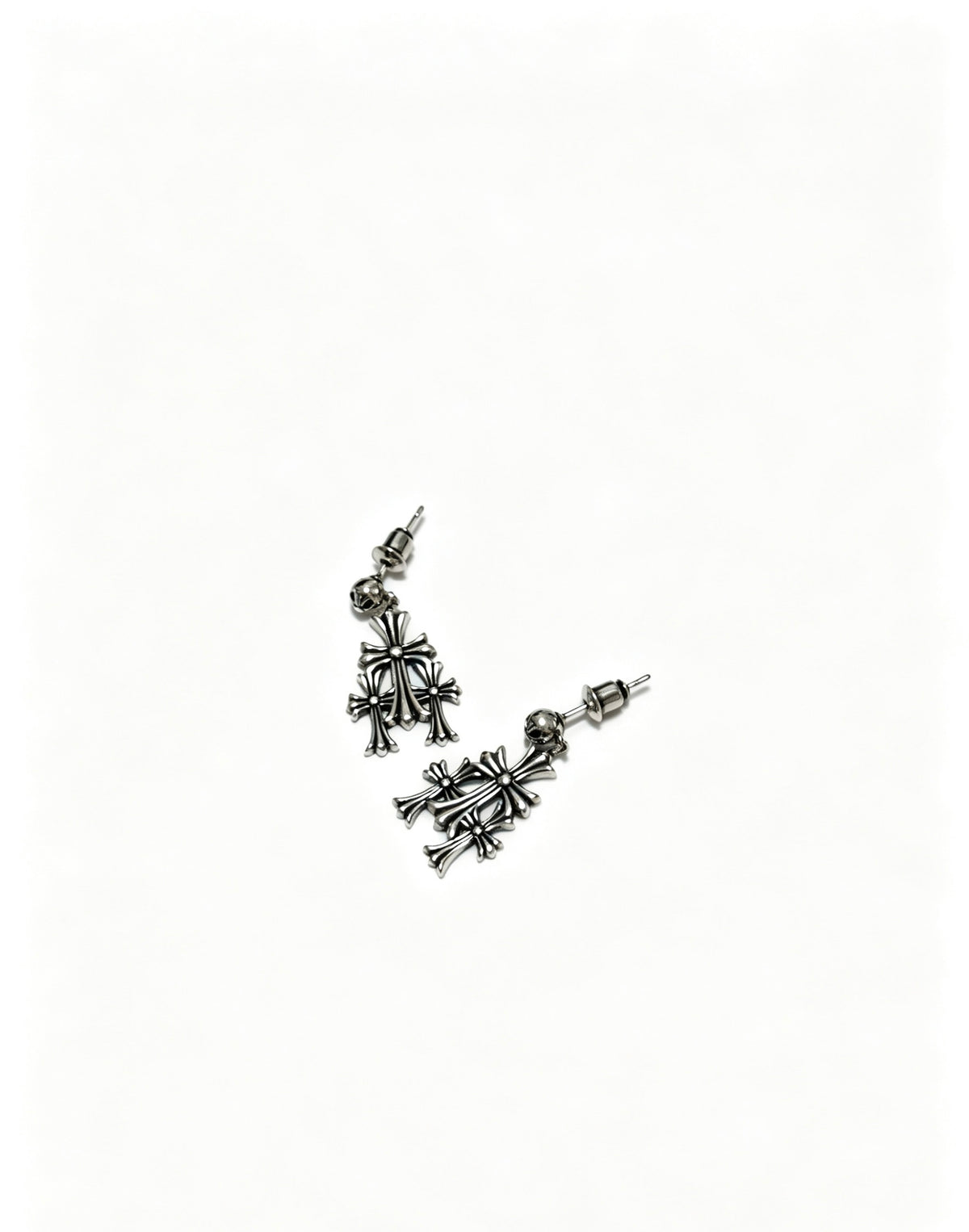 Cross Statement Earrings in Metal-Tone – Design 06 detail view