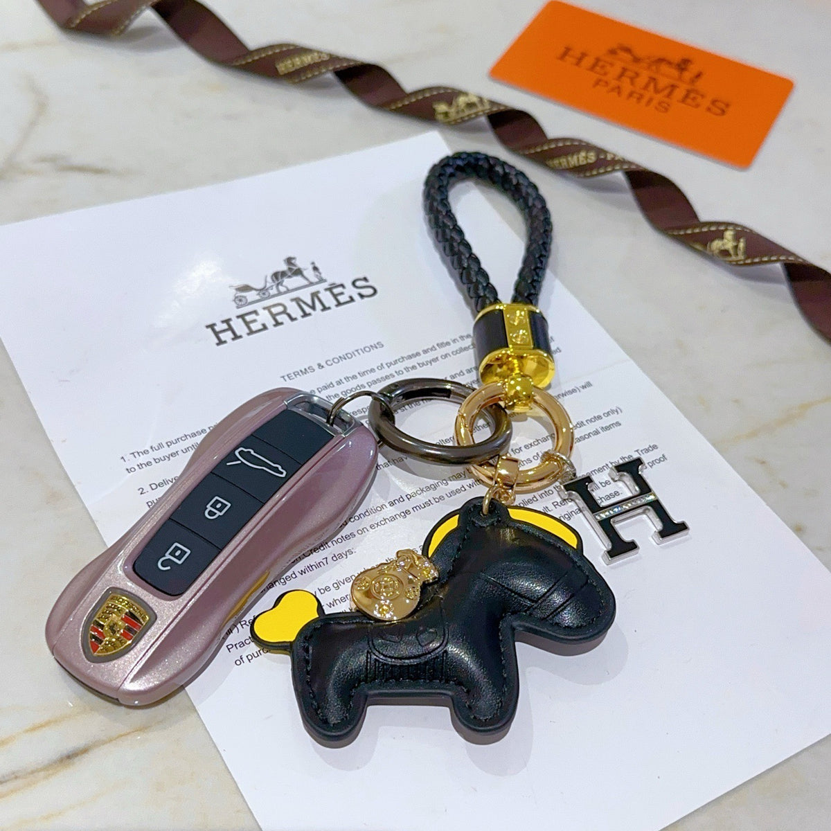 Horse Keychain in Silver-Tone – Design 024 styled product view