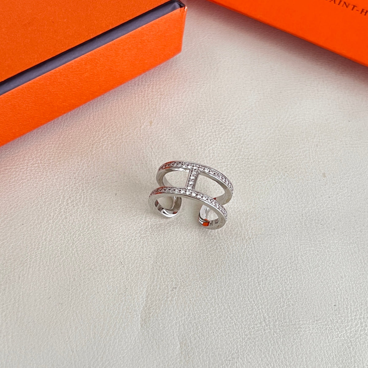 Horse Statement Ring in Polished Metal-Tone – Design 003 side detail