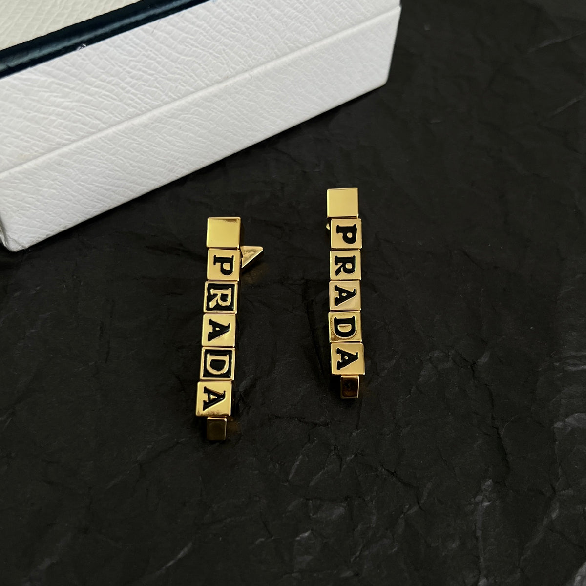 Triangle Stud Earrings in Polished Metal-Tone – Triangle Detail detail view