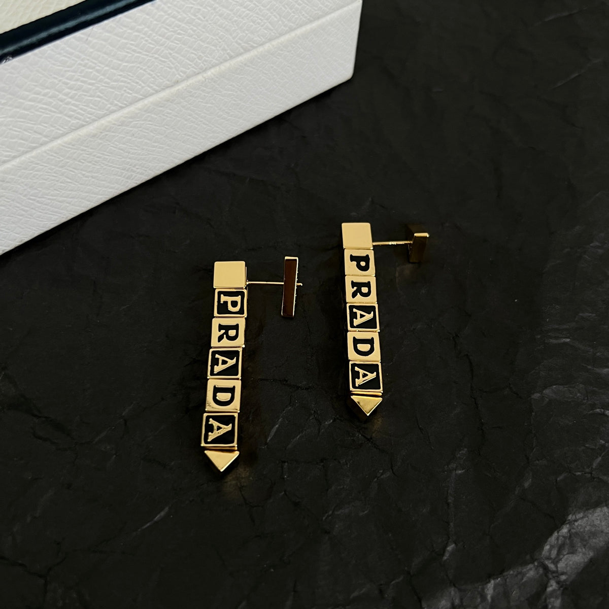 Triangle Stud Earrings in Polished Metal-Tone – Triangle Detail side detail