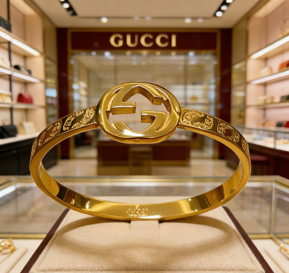 Double-G Emblem Bangle in Polished Metal-Tone – Design 012 main product view