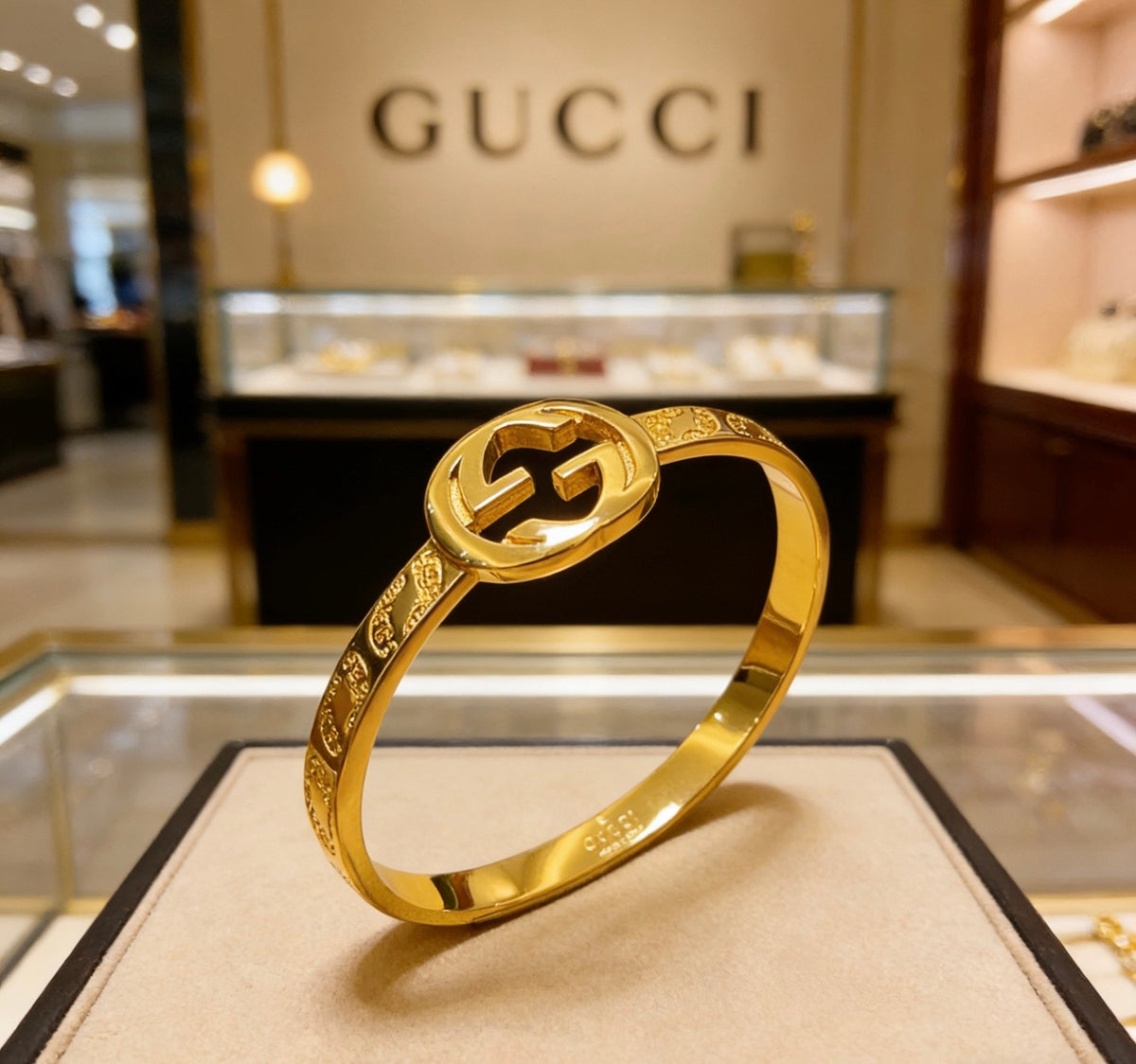 Double-G Emblem Bangle in Polished Metal-Tone – Design 009 main product view