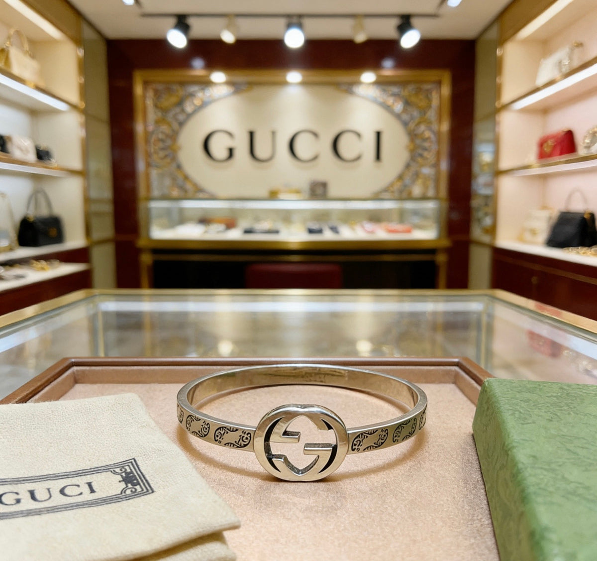 Double-G Emblem Bangle in Polished Metal-Tone – Design 011 main product view