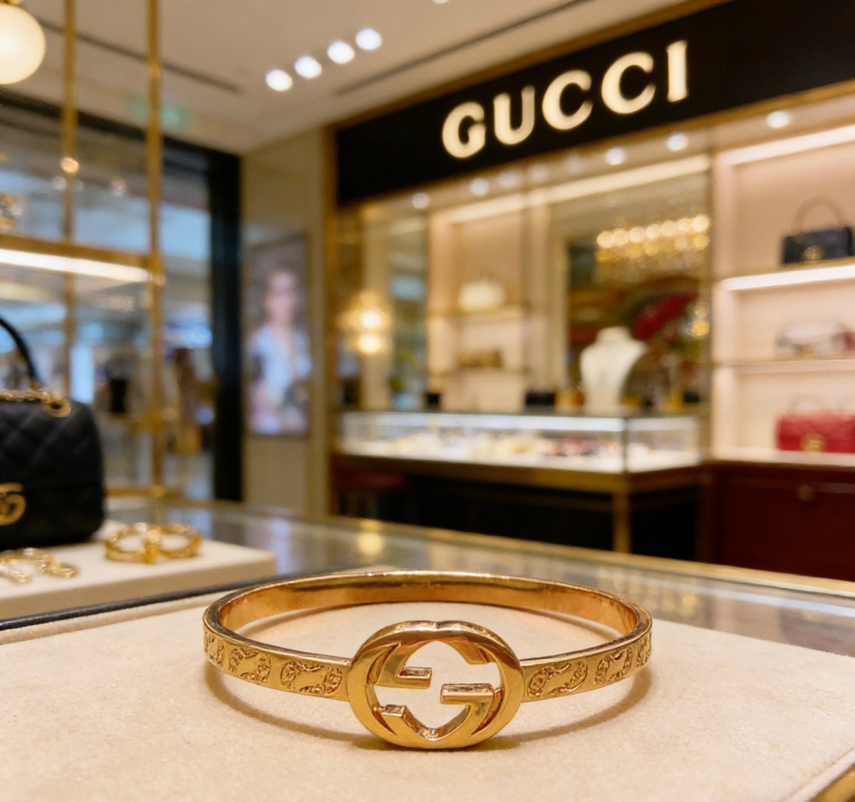 Double-G Emblem Bangle in Polished Metal-Tone – Design 002 main product view