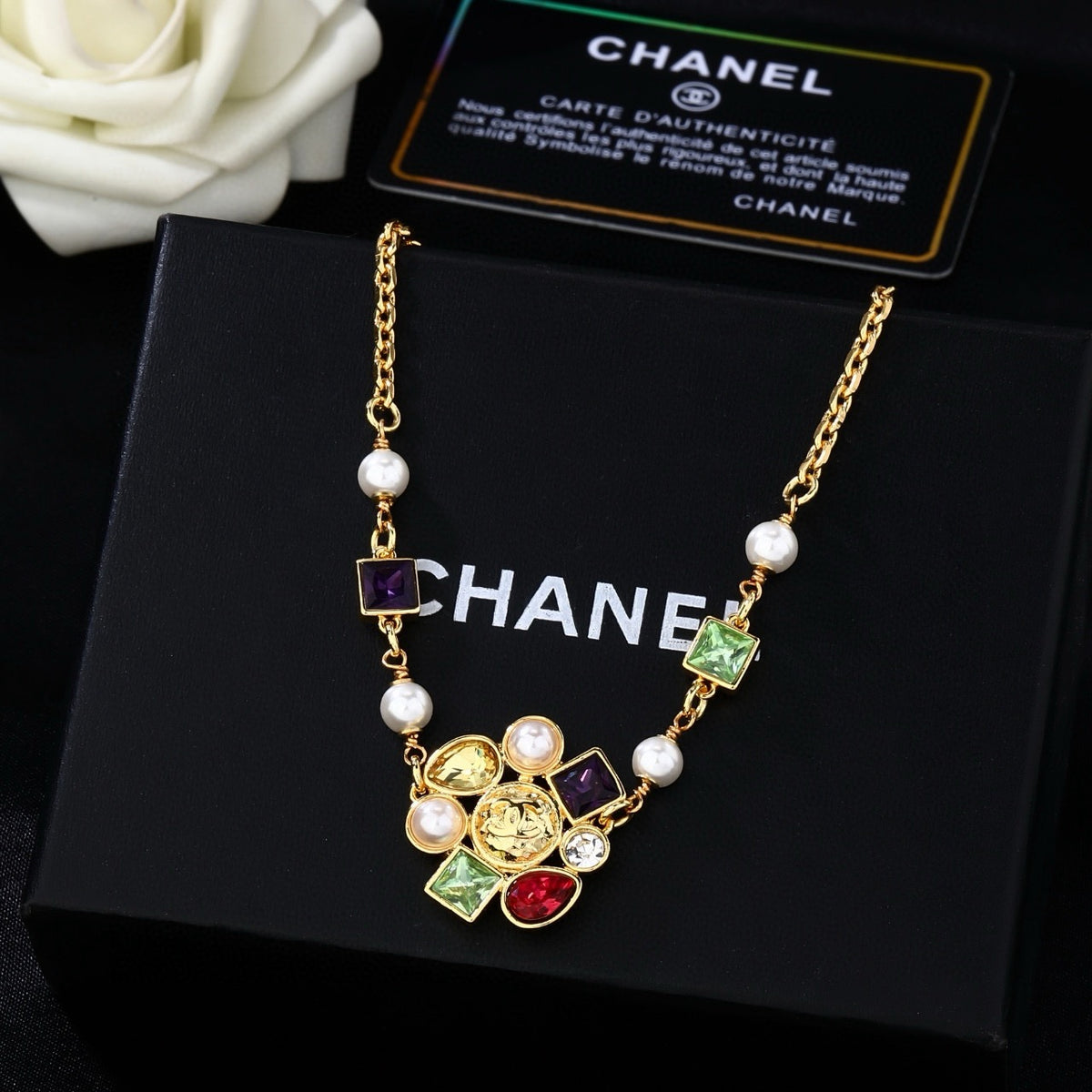 Signature Emblem Pendant Necklace in Polished Metal-Tone – Design 034 main product view