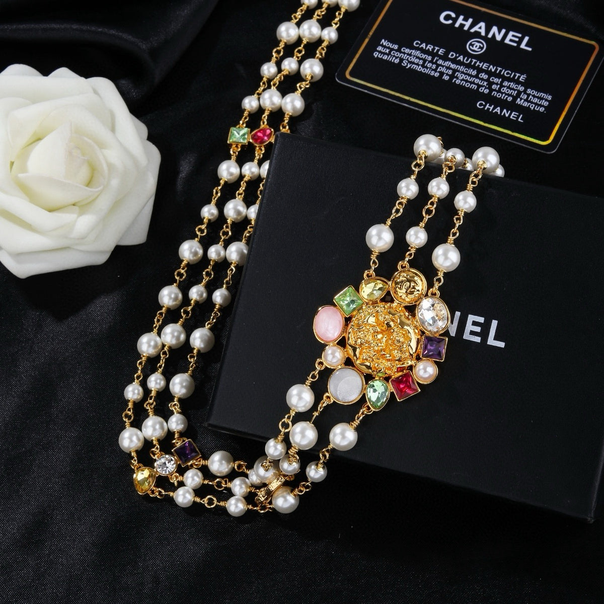 Signature Emblem Jewelry Accessory in Polished Metal-Tone – Design 017 styled product view