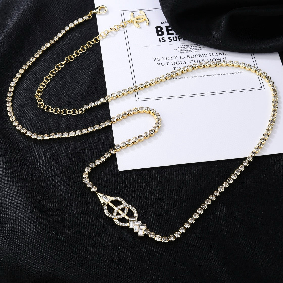 Signature Emblem Jewelry Accessory in Polished Metal-Tone – Design 015 front product view