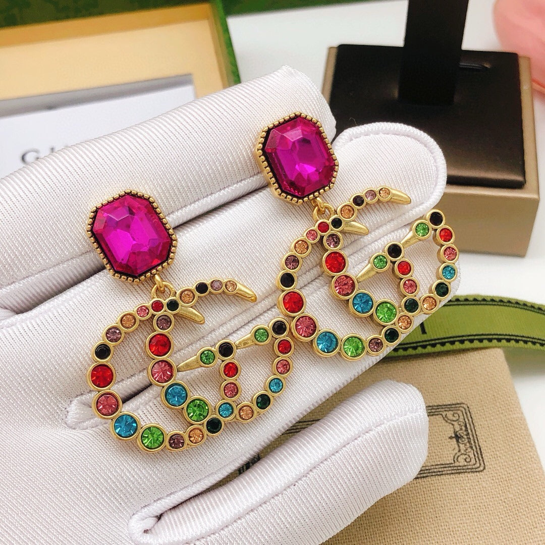 Geometric Emblem Stud Earrings in Polished Metal-Tone – Design 016 main product view