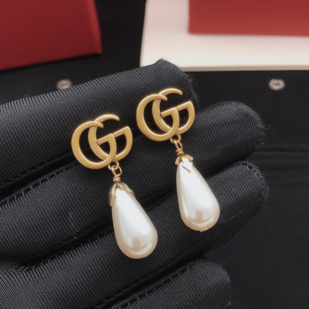 Geometric Emblem Stud Earrings in Gold-Tone – Design 001 main product view