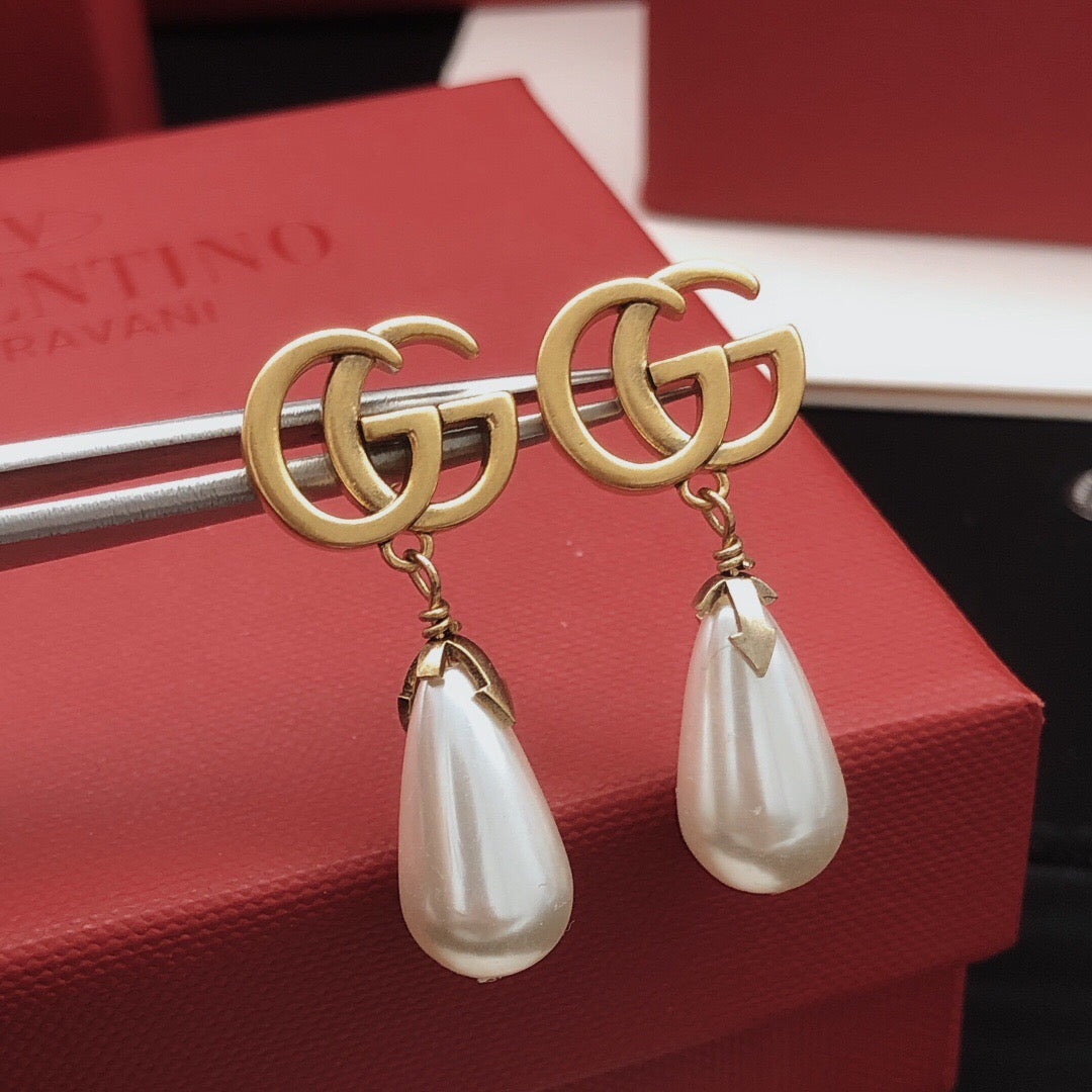 Geometric Emblem Stud Earrings in Gold-Tone – Design 001 main product view
