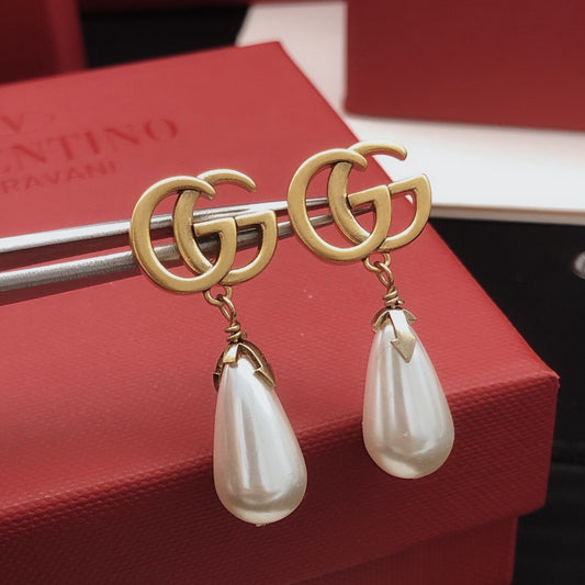 Geometric Emblem Stud Earrings in Gold-Tone – Design 001 main product view