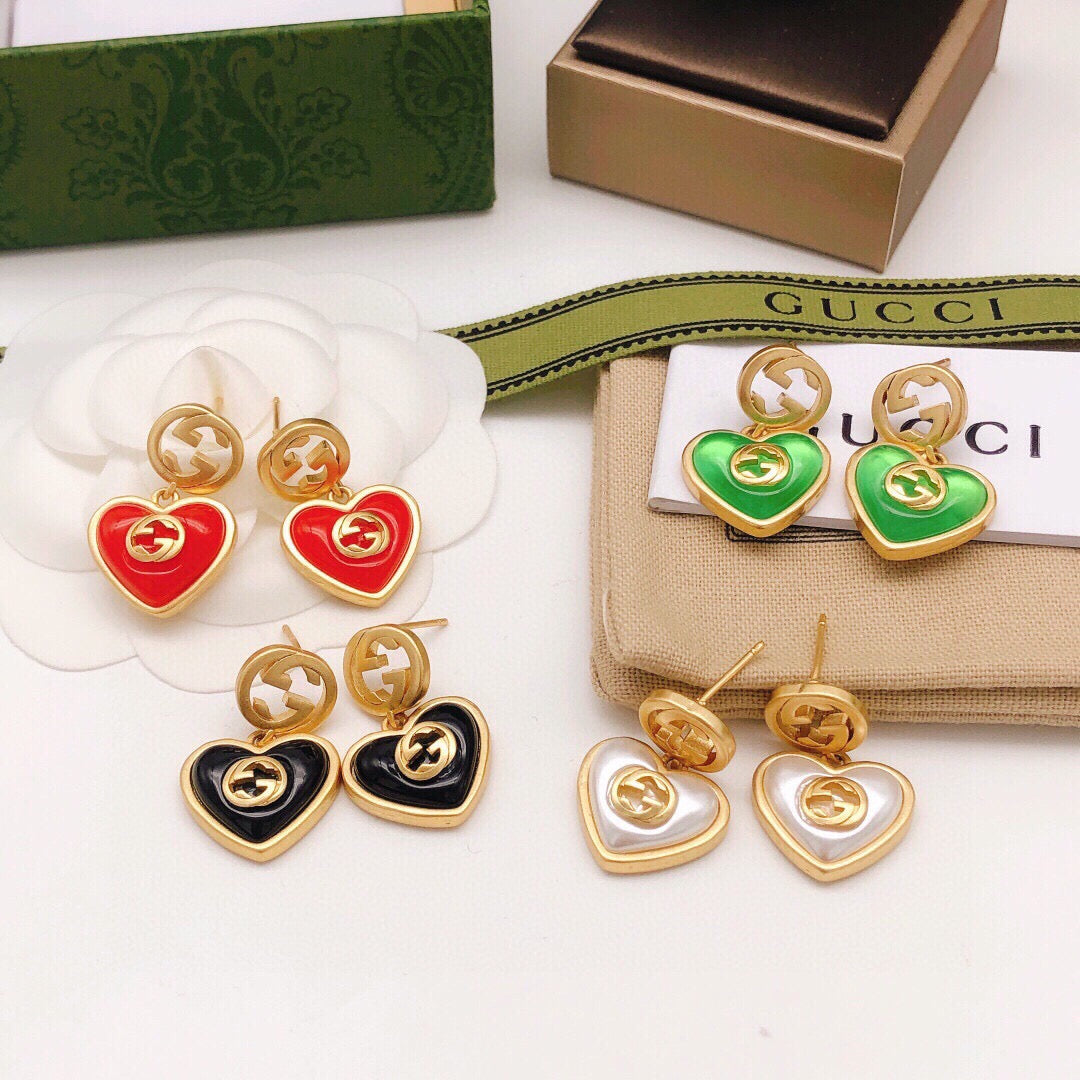 Heart Stud Earrings in Silver-Tone – Crystal Detail front product view