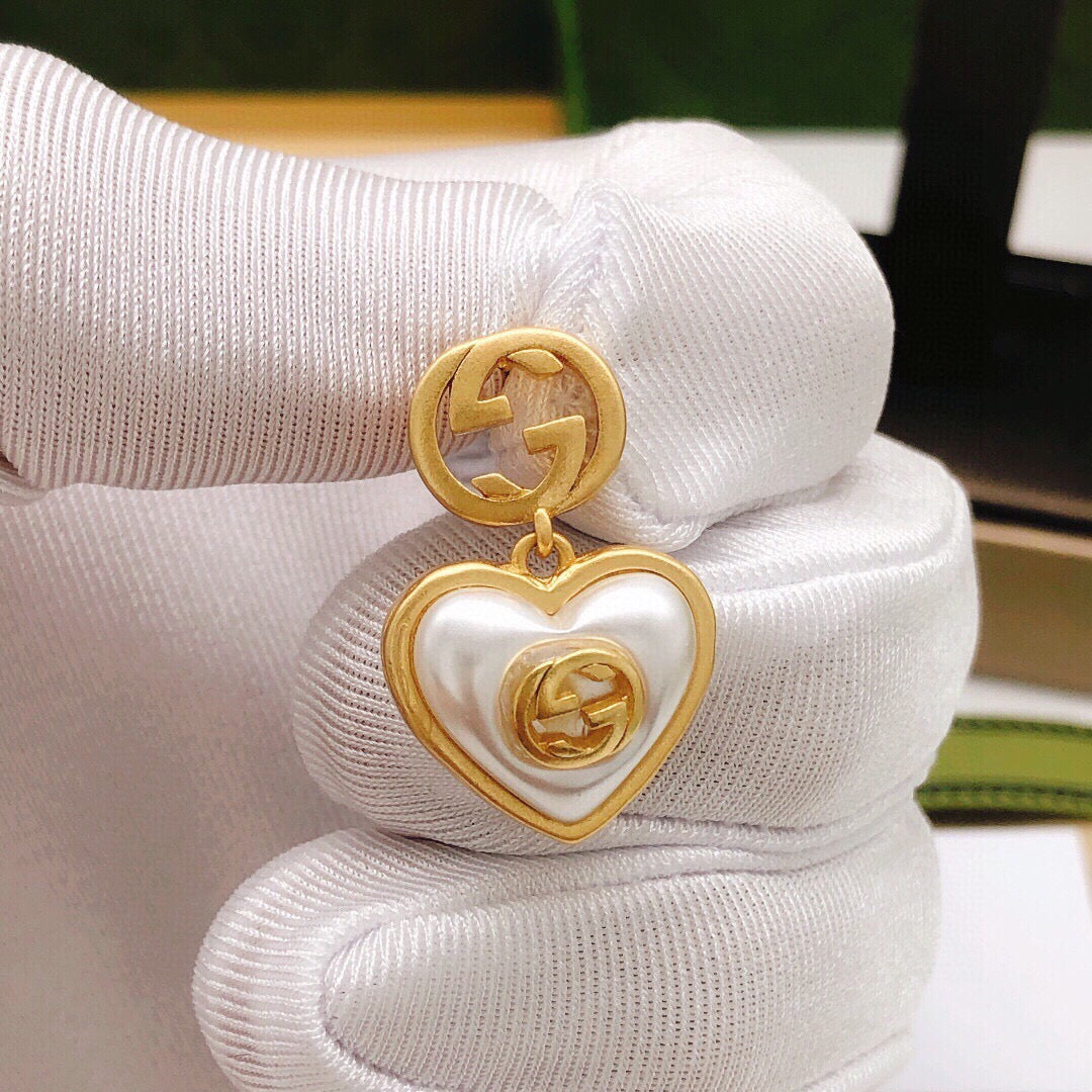Heart Stud Earrings in Silver-Tone – Crystal Detail front product view
