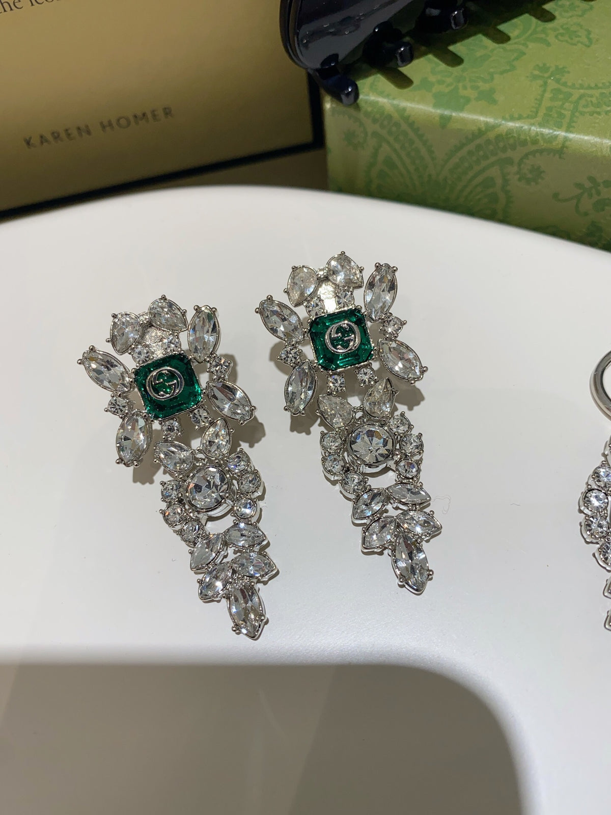 Floral Statement Earrings in Polished Metal-Tone – Design 001 side detail