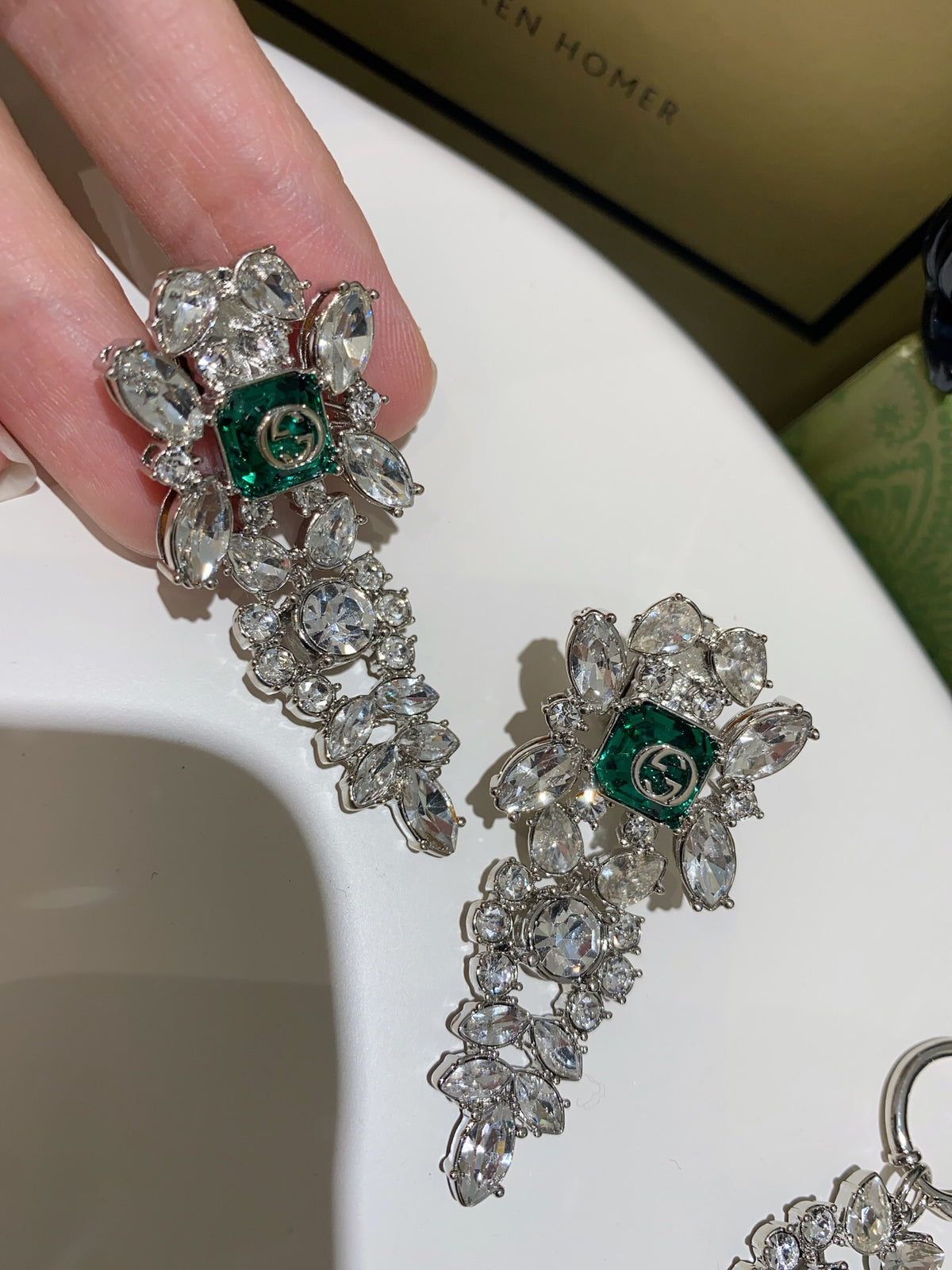 Floral Statement Earrings in Polished Metal-Tone – Design 001 close-up detail