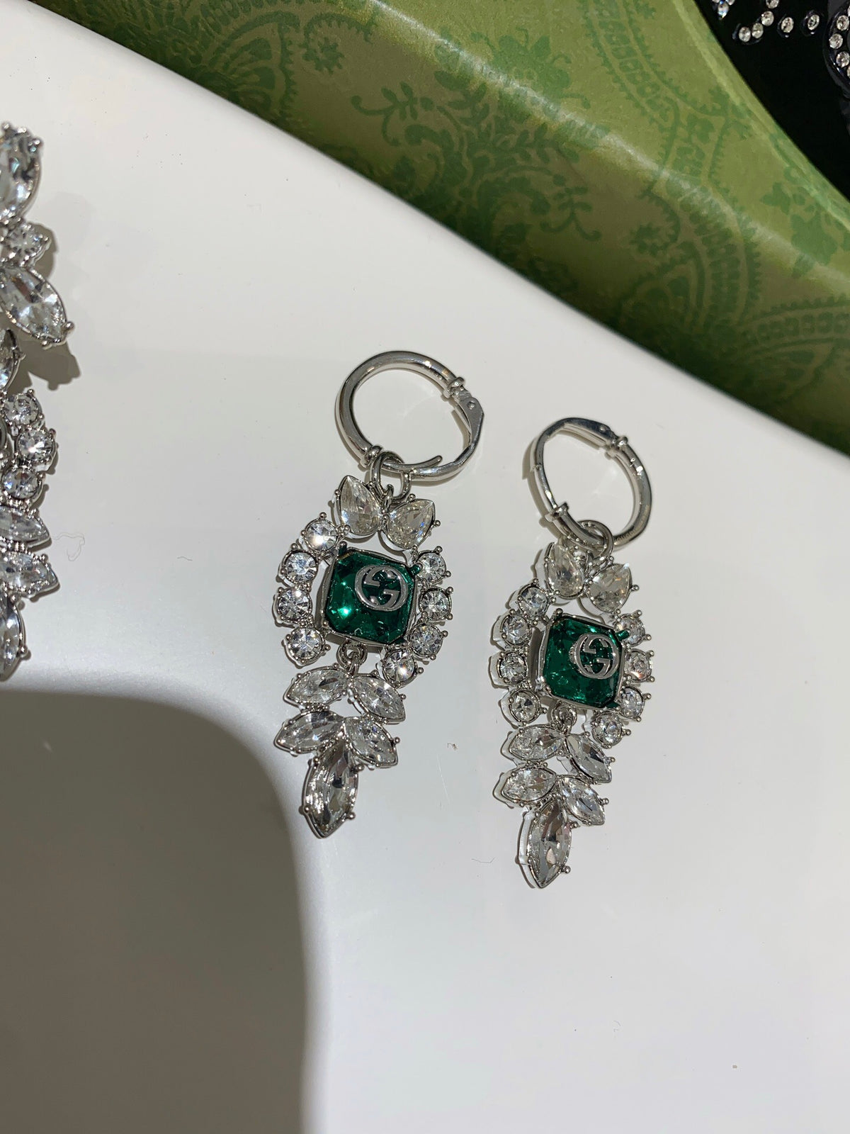 Floral Statement Earrings in Polished Metal-Tone – Design 001 detail view