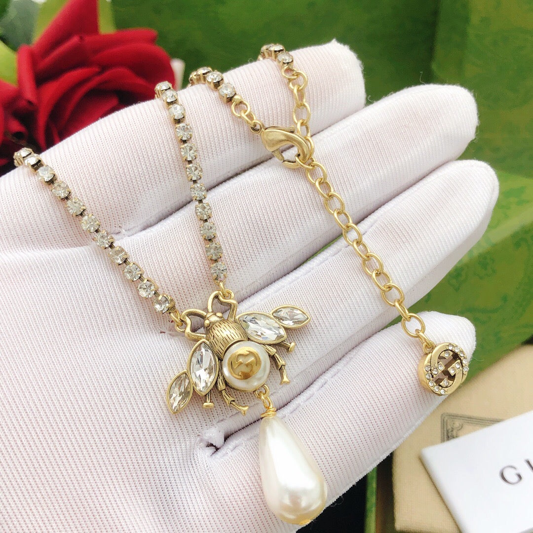 Bee Pendant Necklace in Gold-Tone – Bee Detail detail view