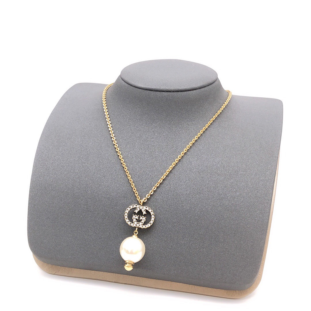 Double-G Emblem Pendant Necklace in Gold-Tone – Design 007 main product view