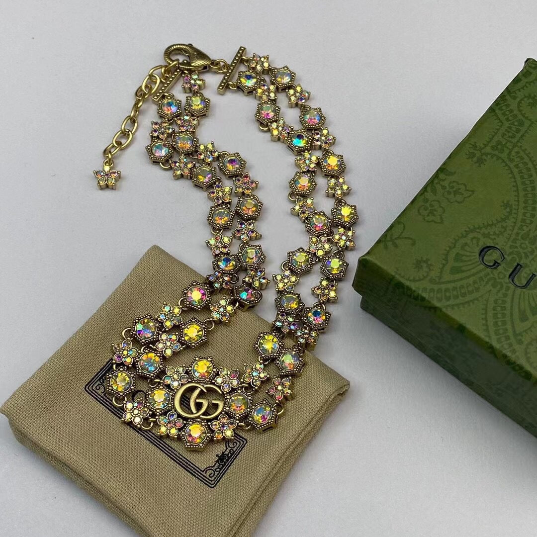 Geometric Emblem Pendant Necklace in Gold-Tone – Design 004 detail view