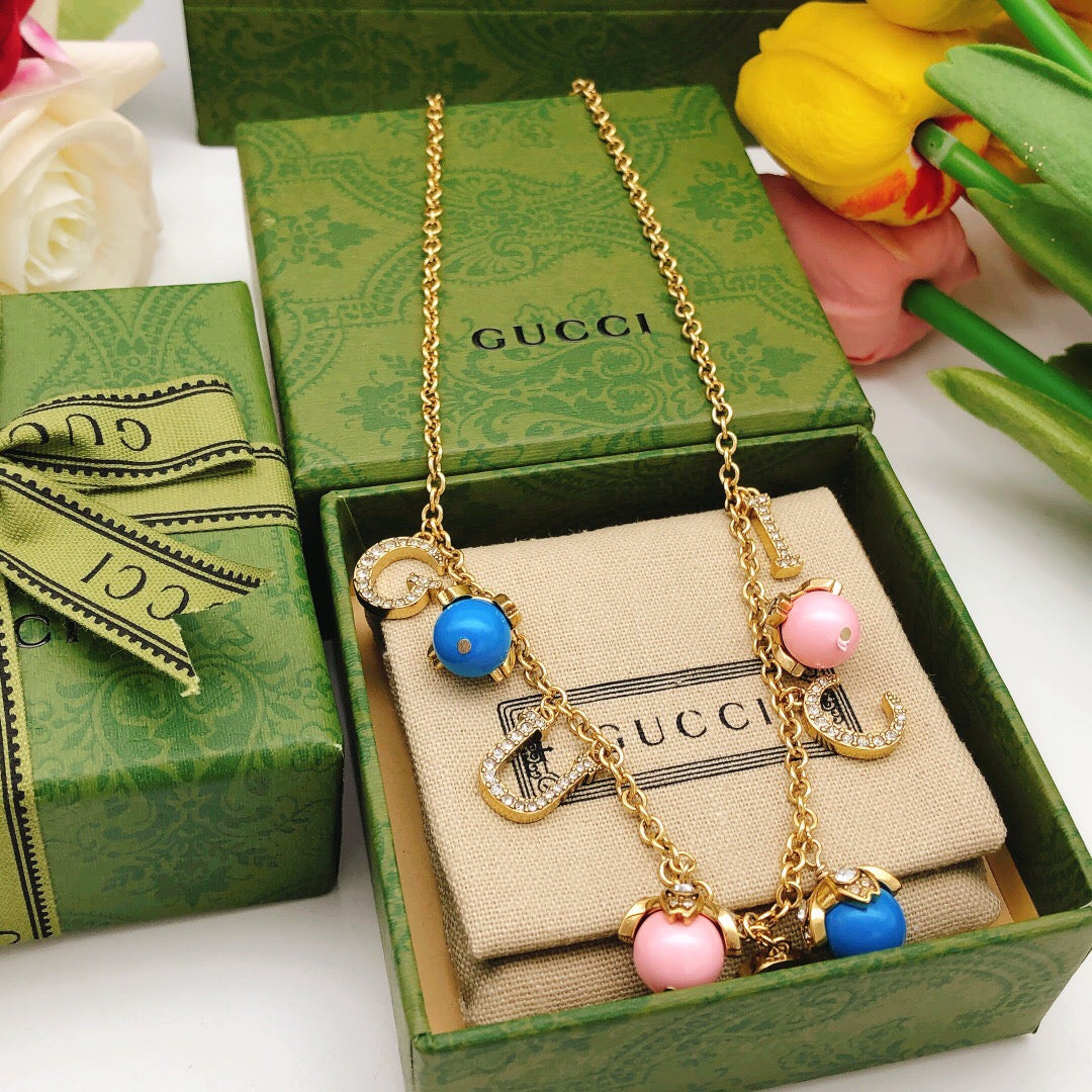 Floral Pendant Necklace in Gold-Tone – Design 001 side detail