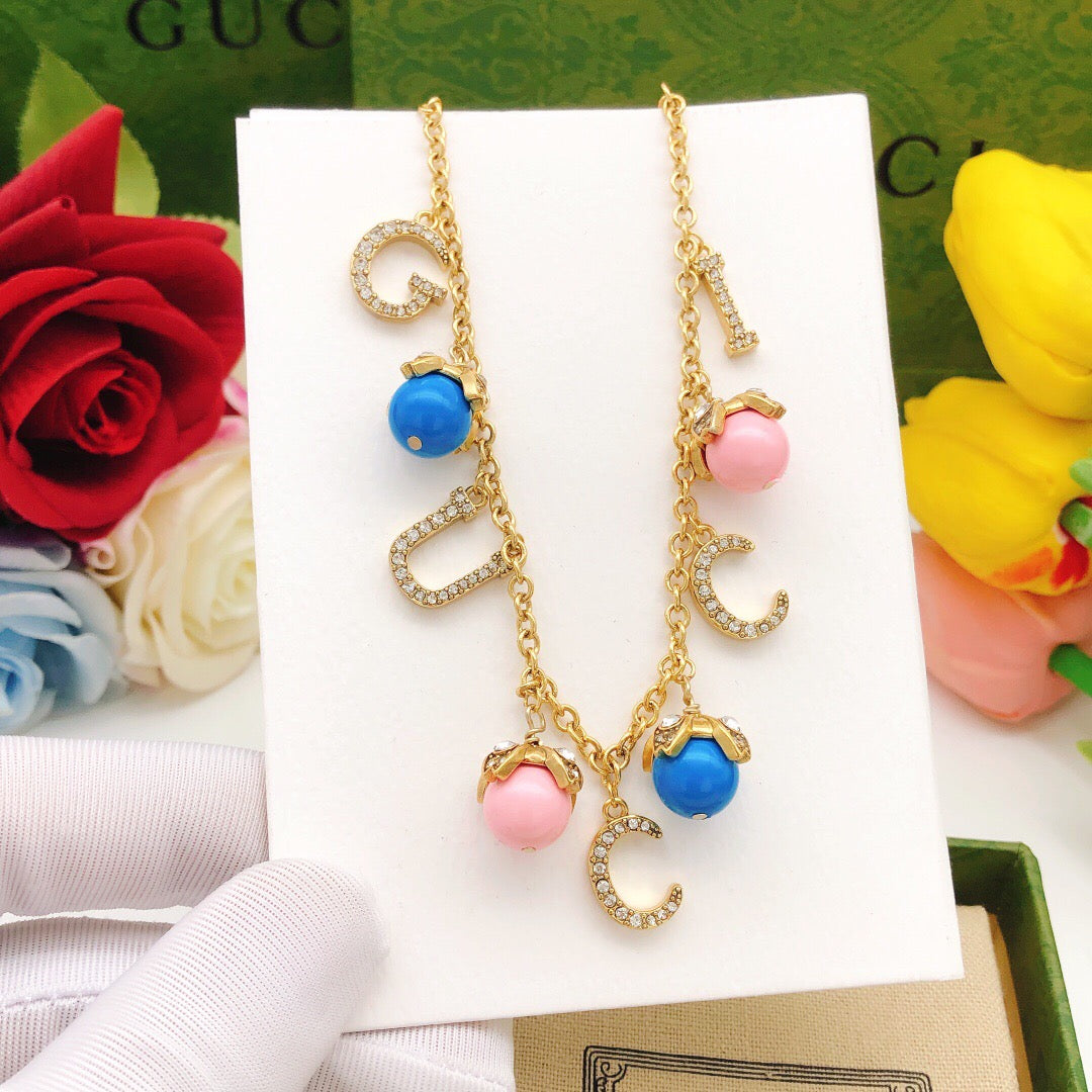 Floral Pendant Necklace in Gold-Tone – Design 001 front product view