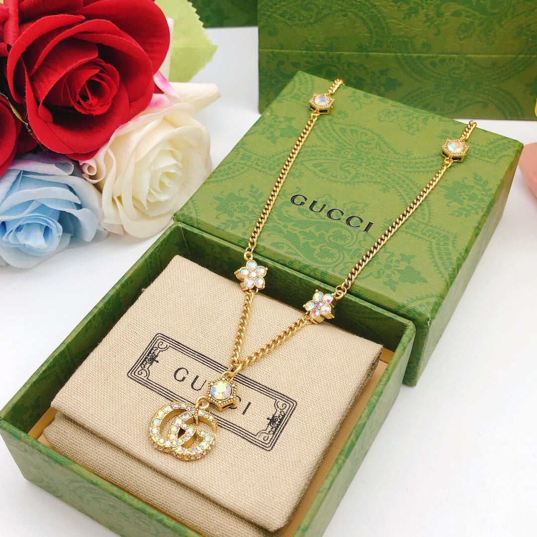 Geometric Emblem Pendant Necklace in Gold-Tone – Design 003 detail view