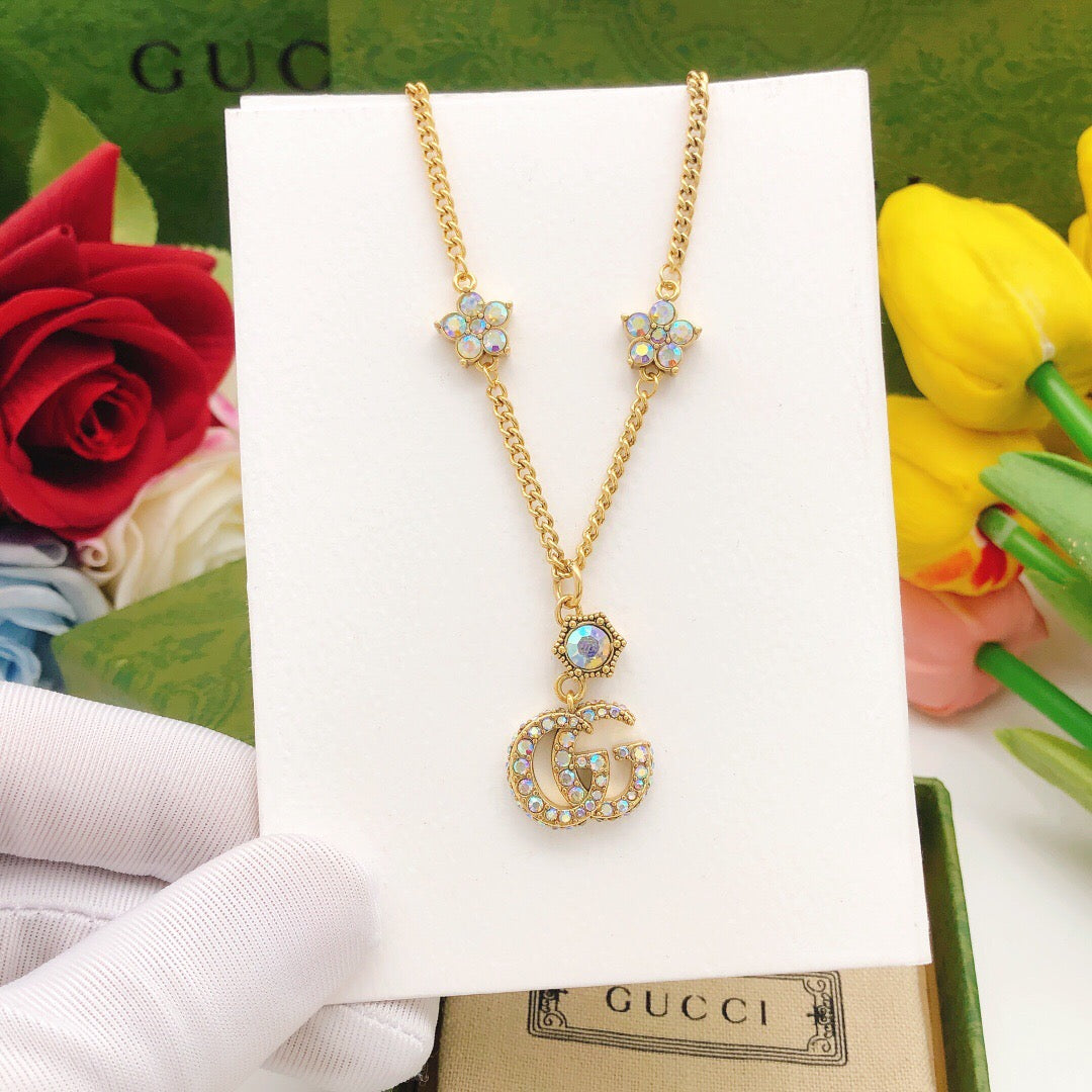 Geometric Emblem Pendant Necklace in Gold-Tone – Design 003 styled product view