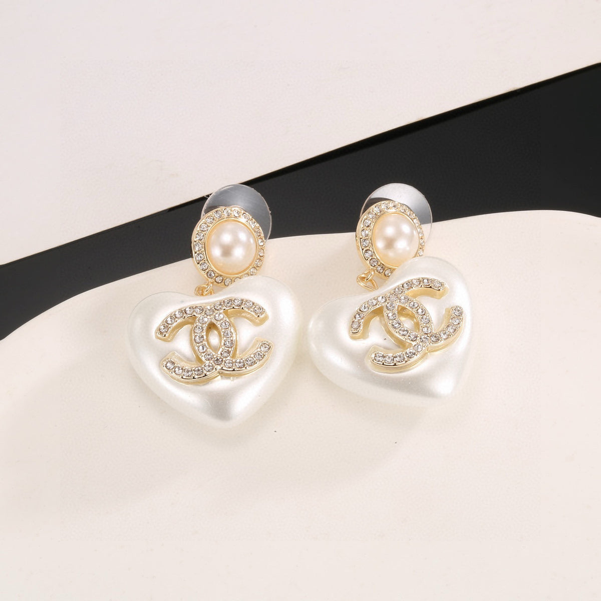 Signature Emblem Stud Earrings in Polished Metal-Tone – Design 015 styled product view