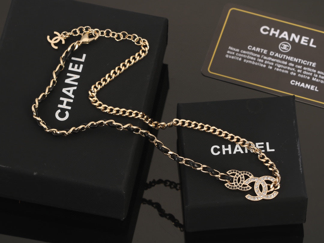 Signature Emblem Pendant Necklace in Gold-Tone – Black Detail – Design 007 detail view