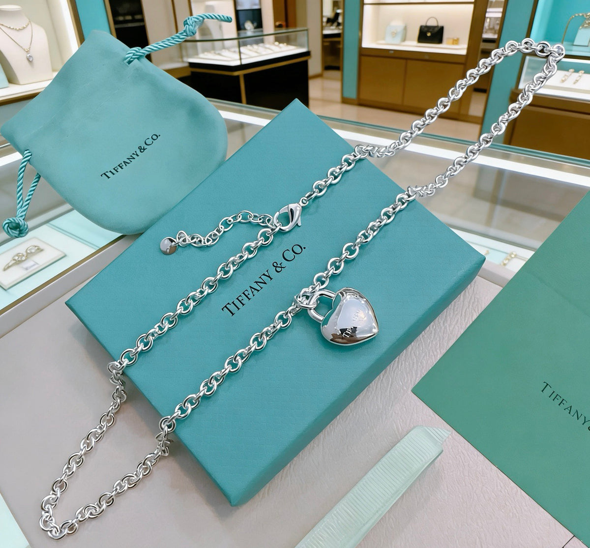Signature Motif Pendant Necklace in Silver-Tone – Vintage Detail – Design 09 side detail