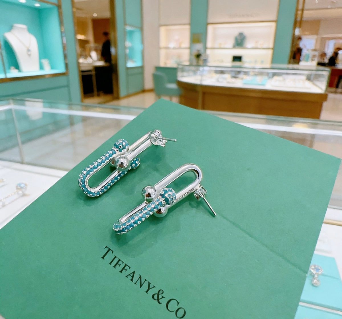Signature Motif Stud Earrings in Polished Metal-Tone – Design 01 front product view