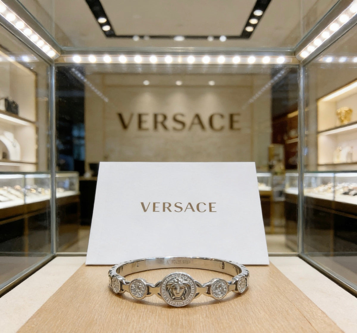 Medusa Head Statement Bracelet in Polished Metal-Tone – Design 03 front product view