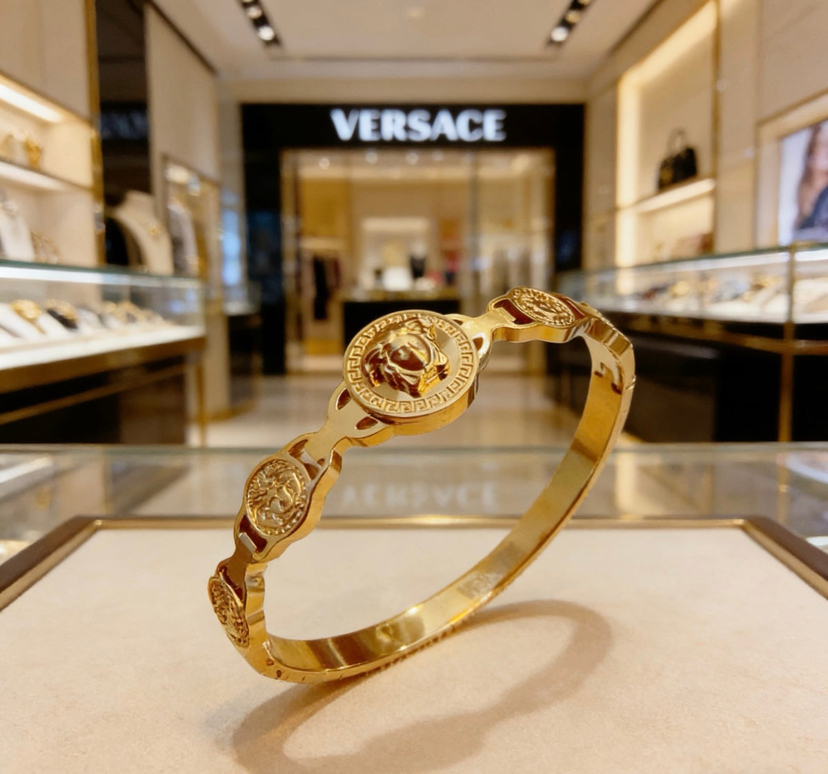Medusa Head Statement Bracelet in Polished Metal-Tone – Design 03 styled product view