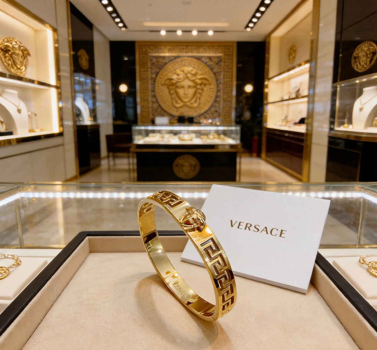 Medusa Head Statement Bracelet in Polished Metal-Tone – Design 01 detail view