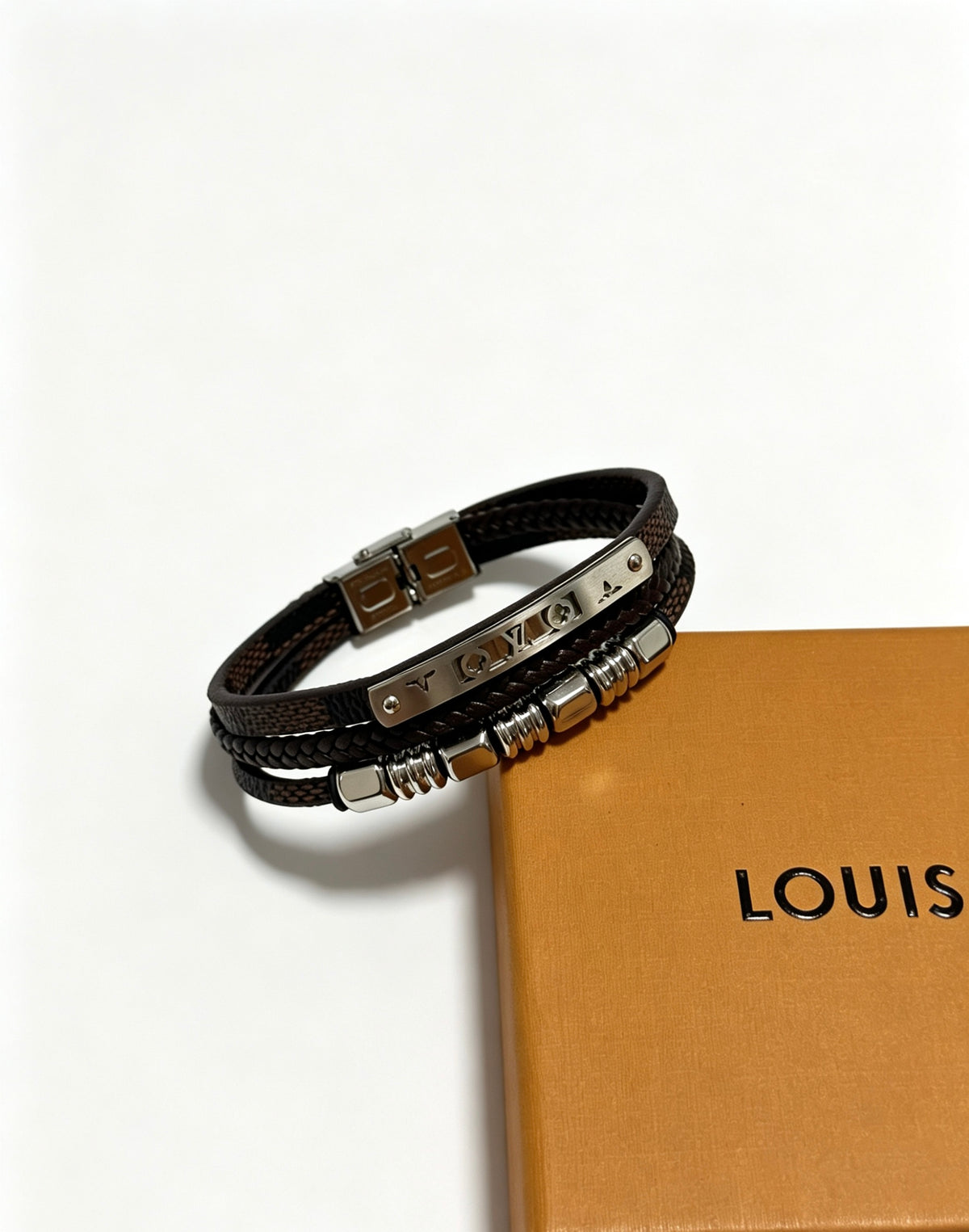 Chain Bangle in Silver-Tone – Blue Detail – Design 006 main product view