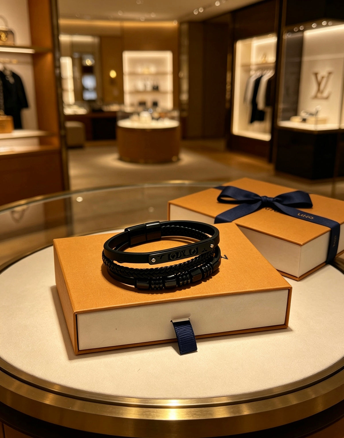 Chain Bangle in Silver-Tone – Blue Detail – Design 005 detail view