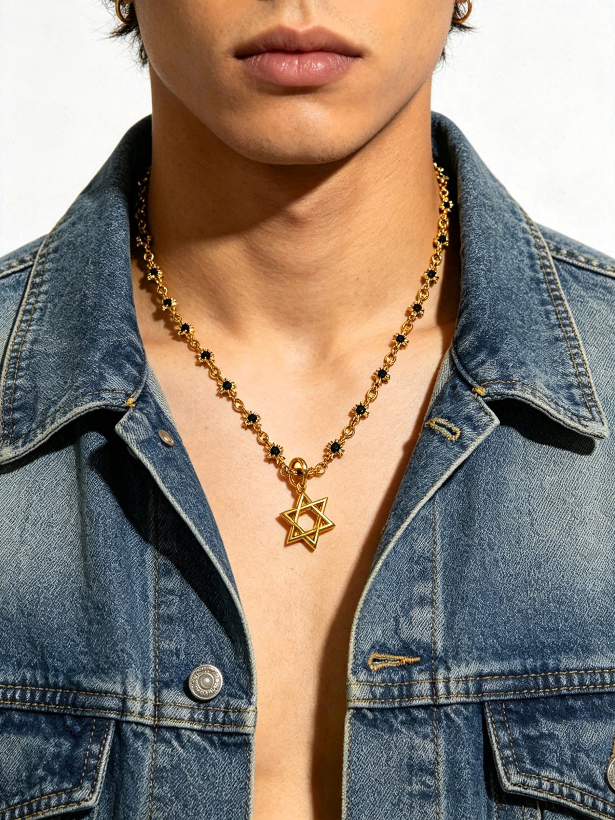 Signature Emblem Pendant Necklace in Polished Metal-Tone – Design 029 detail view
